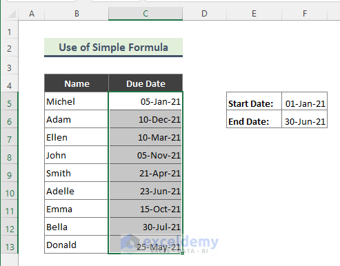 Use Simple Formula to Apply Conditional Formatting in Excel based on a Date Range