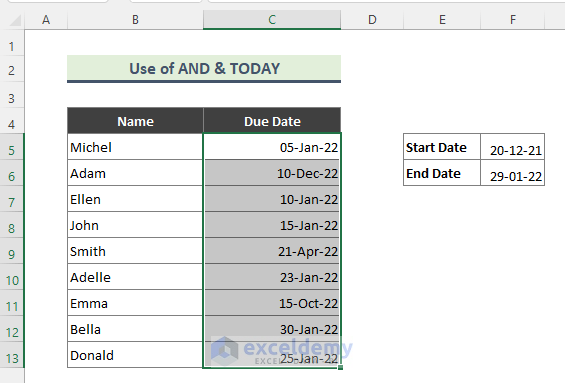 Using OR Function in Excel Conditional Formatting Based on Date Range