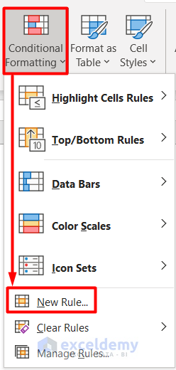 Opening New Rule from Conditional Formatting