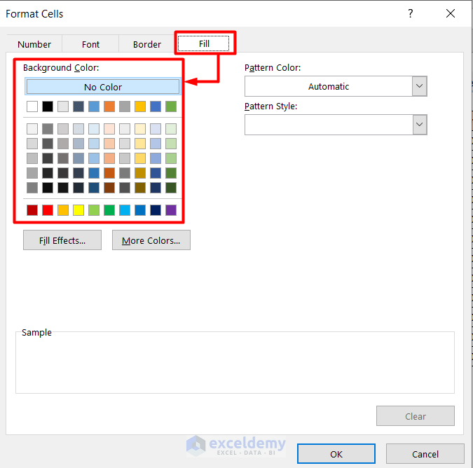 Choosing Background Color for Cells