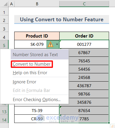 Using Convert to Number Feature for Changing Bulk Text to Number