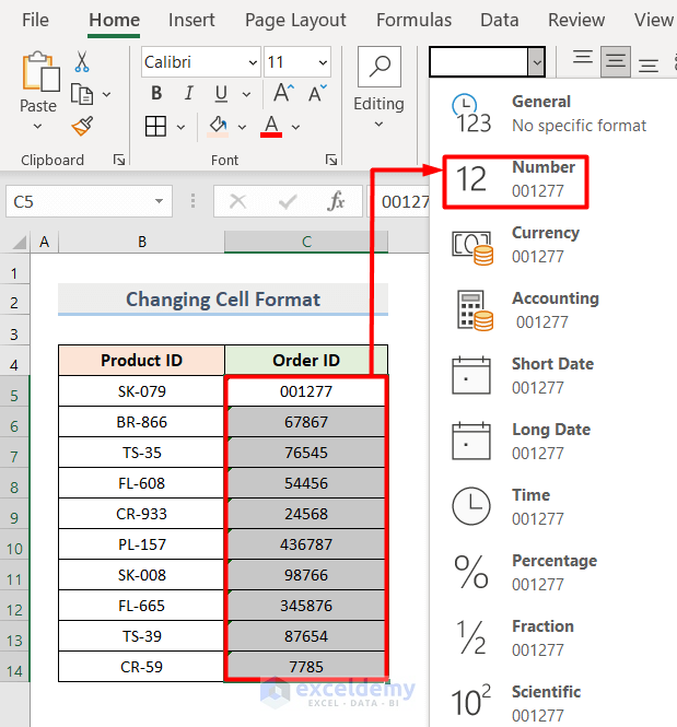 Changing Cell Format to Convert Bulk Text to Number in Excel