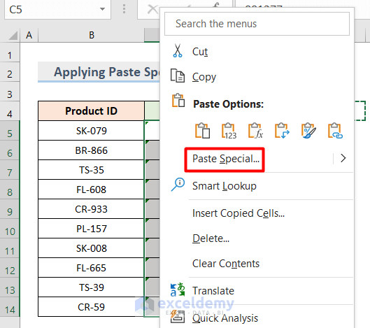 Applying Paste Special to Alter Mass Text to Number in Excel