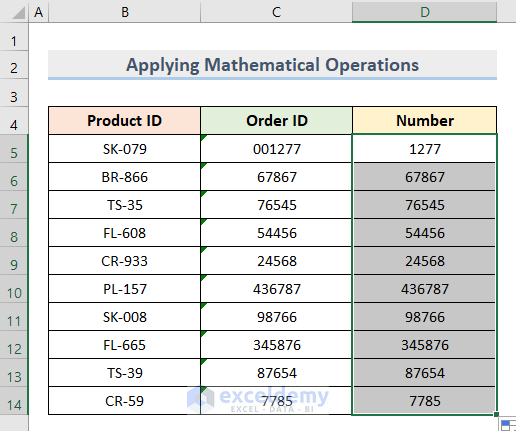 Final Output of Applying Mathematical Operations