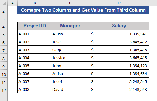 INDEX-MATCH Functions to Compare Two Columns and Return a Value