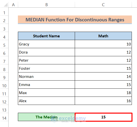 MEDIAN Function for Discontinuous Data Range