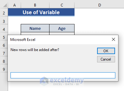 Insert Multiple Rows Using Variables in Excel