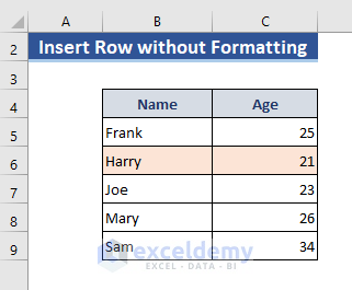 Insert Row Without Formatting