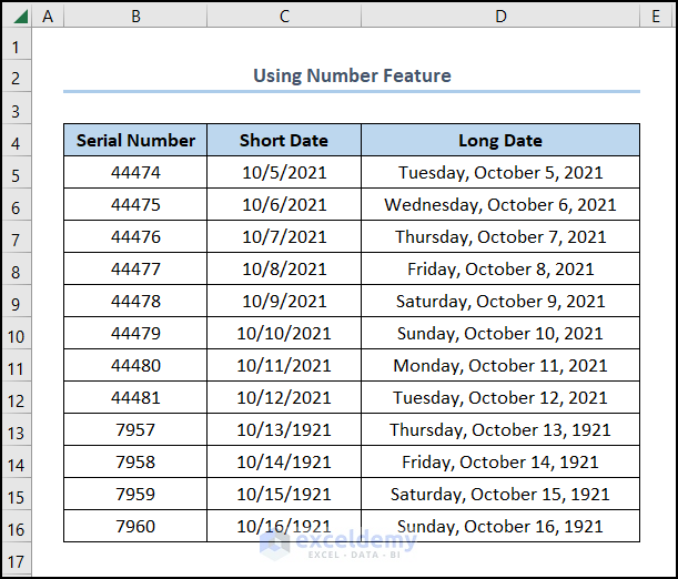 Excel serial number to date with number feature