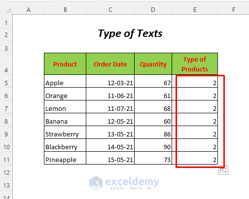 Excel TYPE Function