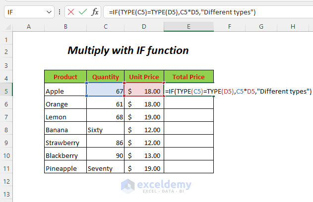 multiply with IF function