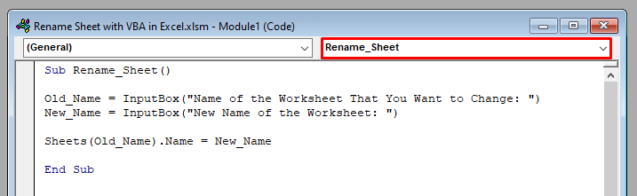 VBA Code to Rename Sheet with VBA in Excel