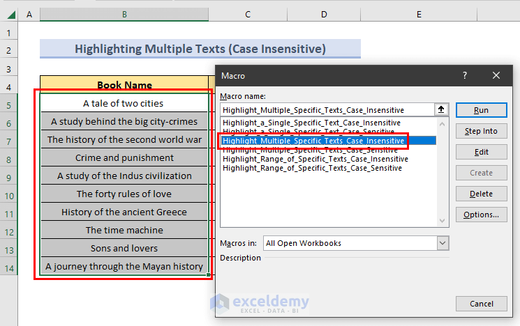 Running Macro to Highlight Specific Text in a Cell with VBA in Excel