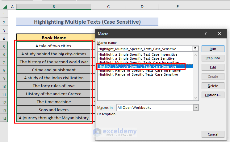 Running Macro to Highlight Specific Text in a Cell with VBA in Excel