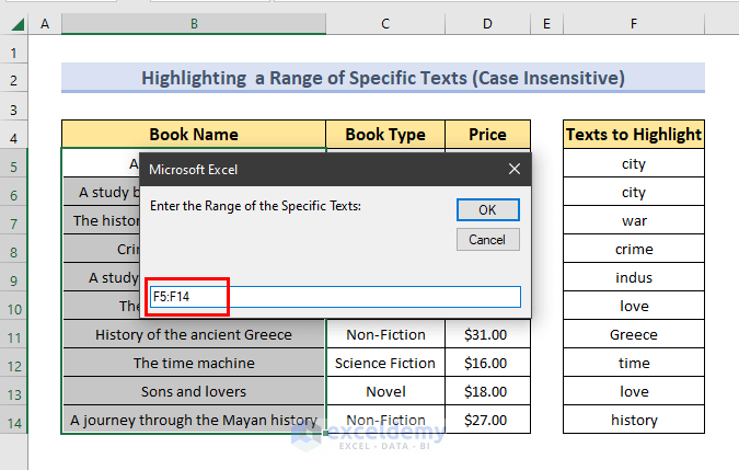 Entering Input to Highlight Specific Text in a Cell with VBA in Excel