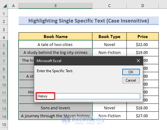 Entering Input to Highlight Specific Text in a Cell with VBA in Excel