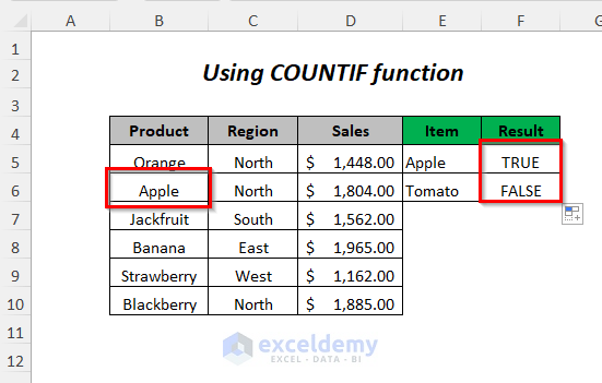check if a value is in list in Excel