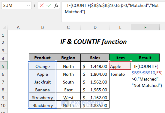 IF+COUNTIF function