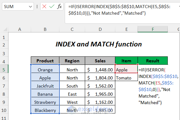 INDEX+MATCH function