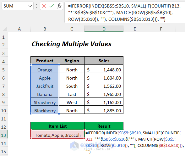 checking multiple values