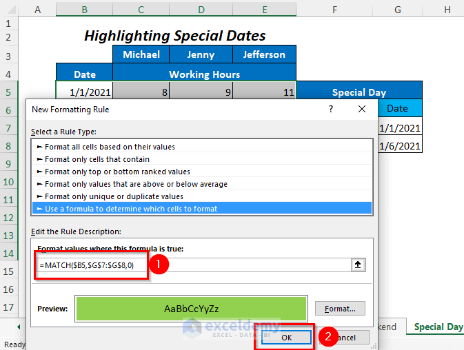 highlighting specific dates