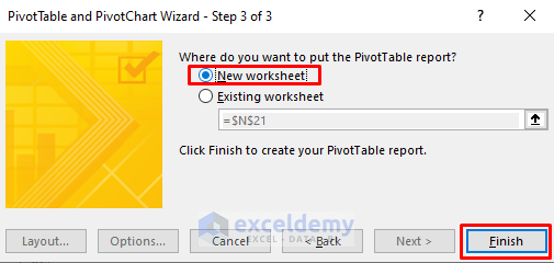 PivotTable And PivotChart Wizard to Convert Table to List in Excel
