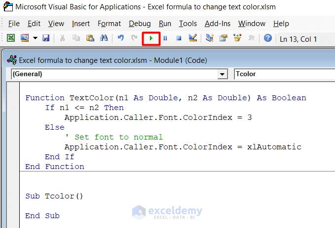 VBA Macros to Change Text Color in Excel