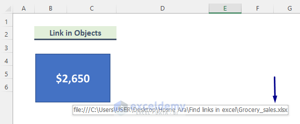 Search Links in Excel Objects