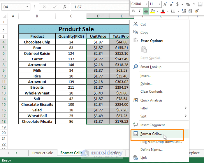 Format cells-How to Remove Dollar Sign in Excel