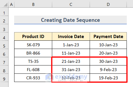 Final Output of Creating Date Sequence