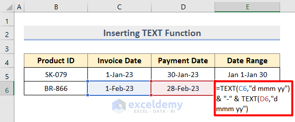 Using TEXT Function to Calculate Date Range in Different Format