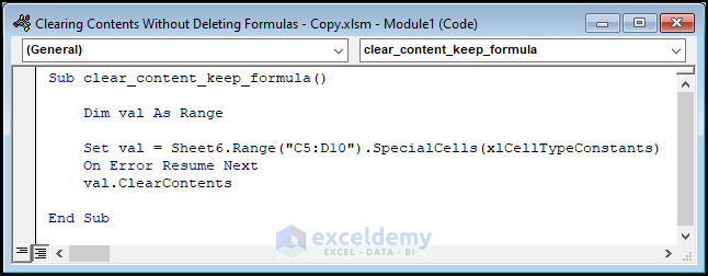 VBA for clearing contents without deleting formulas