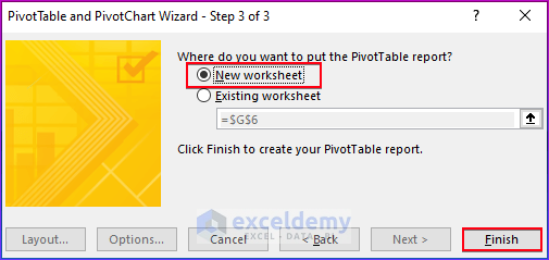 Opening PivotTable and PivotChart Wizard Window in Excel