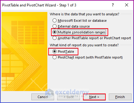 Opening PivotTable and PivotChart Wizard Window in Excel
