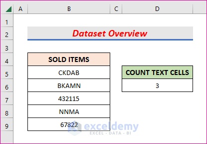 how to count text in excel