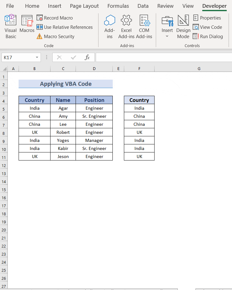Overview GIF to delete duplicates but keep one value in Excel