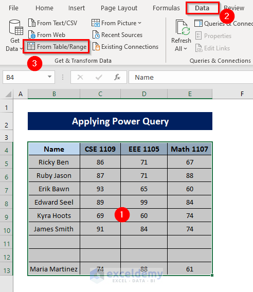 Import data to From Table/Range option