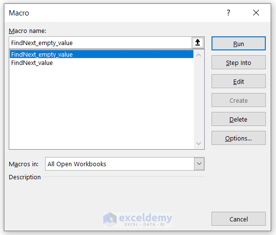 Opening Macro Dialog Box to Edit Macos in Excel