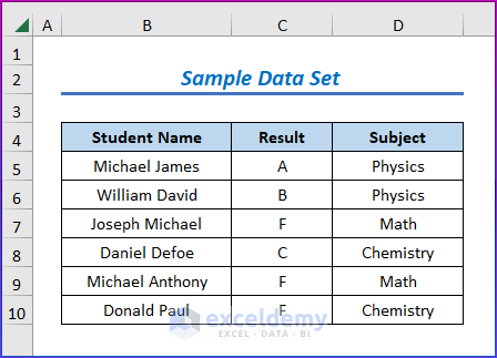Sample Data Set to Find Exact Match Using VBA