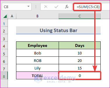 Find a Circular Reference Using Status Bar in Excel
