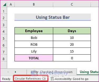 how to find a circular reference in excel