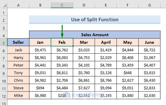 Excel Freeze Multiple Columns Using Split Option