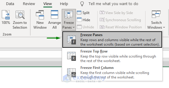 Freeze First Column Using Keyboard Shortcut