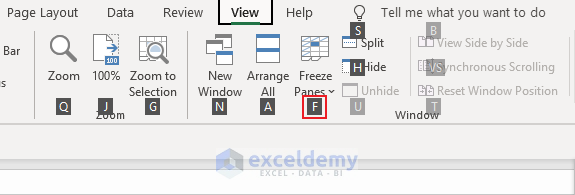 Freeze First Column Using Keyboard Shortcut in Excel
