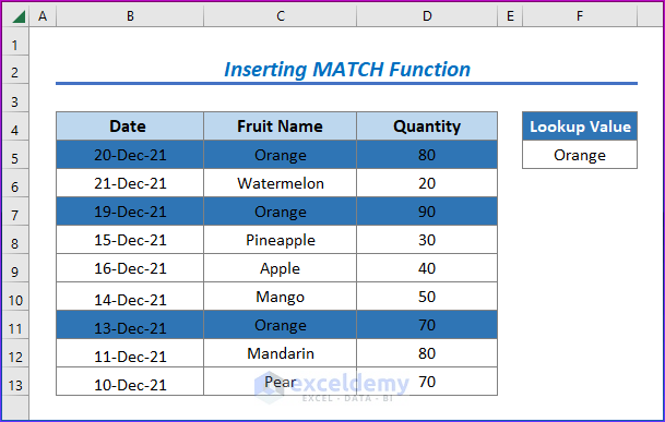 Showing Result by Inserting MATCH Function to Highlight Row if Cell Remains any Text