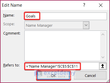 Add Name in Name Manager