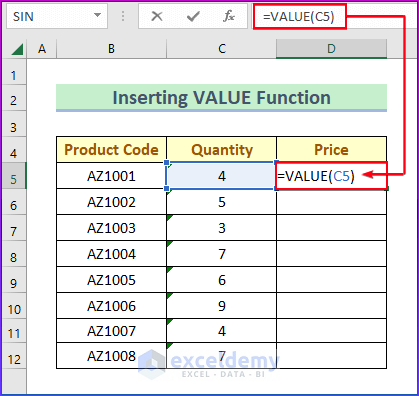 Inserting VALUE Function to Remove Apostrophe in Excel