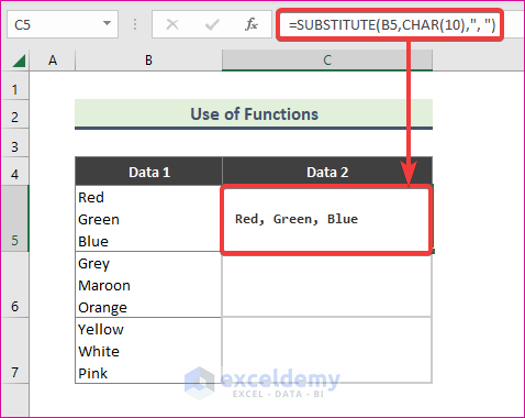 Use Excel Functions to Remove Carriage Returns