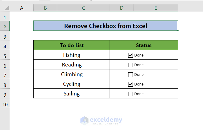Remove Checkbox in Excel Worksheet