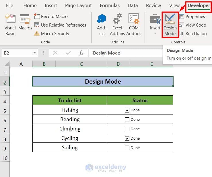 Remove Checkbox Using Design Mode